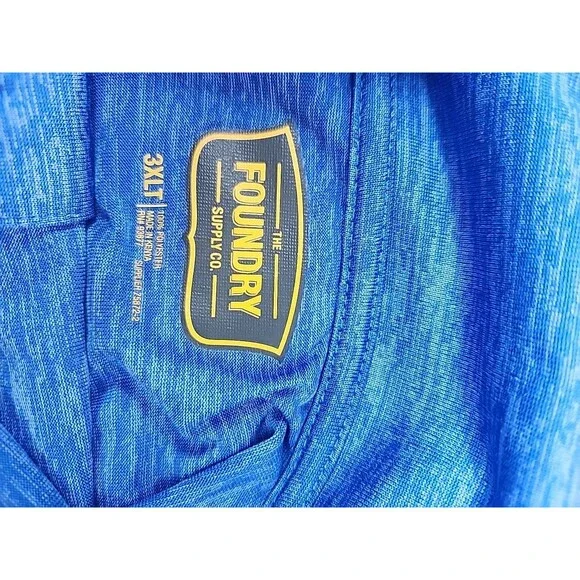The Foundry Supply Co Men's 3XLT Polo Shirt Blue And Heather Grey Polyester - Picture 6 of 7